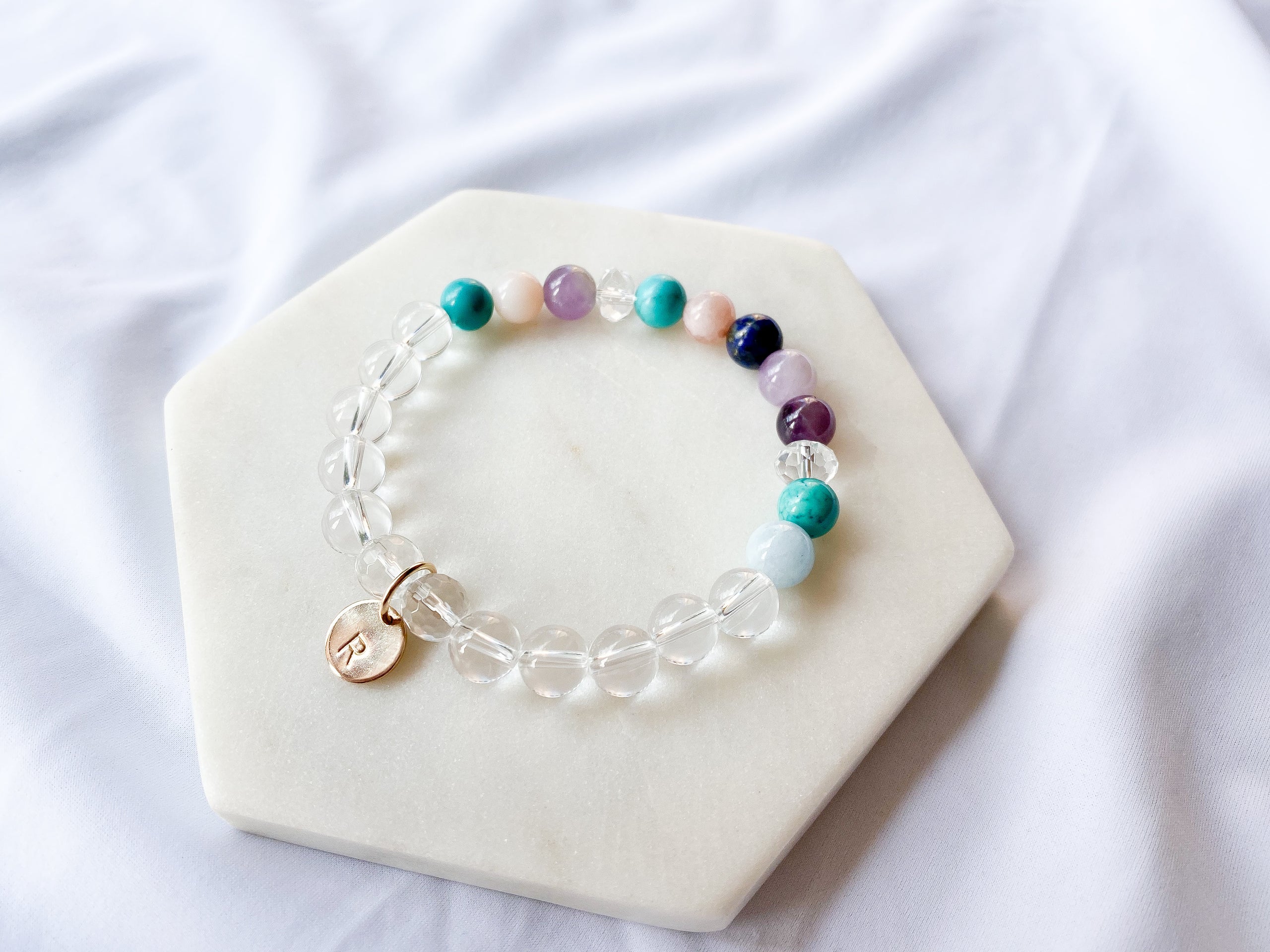 Custom birthstone bracelet with crystal quartz MayFred Jewels